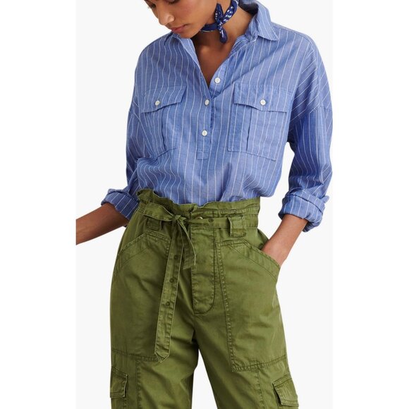 Alex Mill Womens Blue Stripe Oversize Popover Shirt Long Sleeves High Low size M - Picture 1 of 16